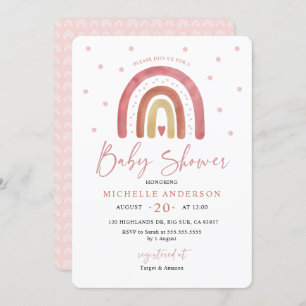 Invitation Baby shower arc-en-ciel Boho