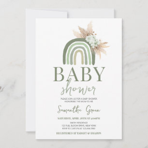 Invitation Baby shower arc-en-ciel Boho