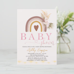 Invitation Baby shower arc-en-ciel Boho