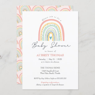 Invitation Baby shower arc-en-ciel Boho Main Drat Heart