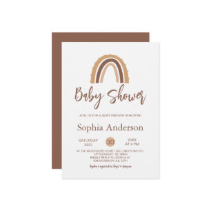 Invitation baby shower arc-en-ciel Boho marron