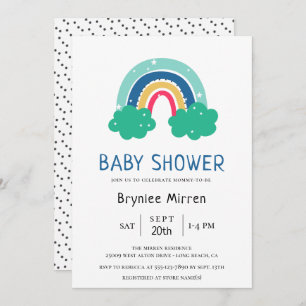 Invitation Baby shower arc-en-ciel coloré
