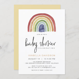 Invitation BABY SHOWER arc-en-ciel couleur ASHA