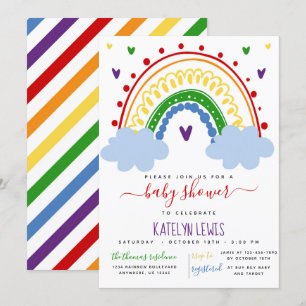 Invitation Baby shower arc-en-ciel dans les couleu