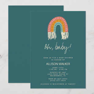 Invitation Baby shower arc-en-ciel de Boho neutre 
