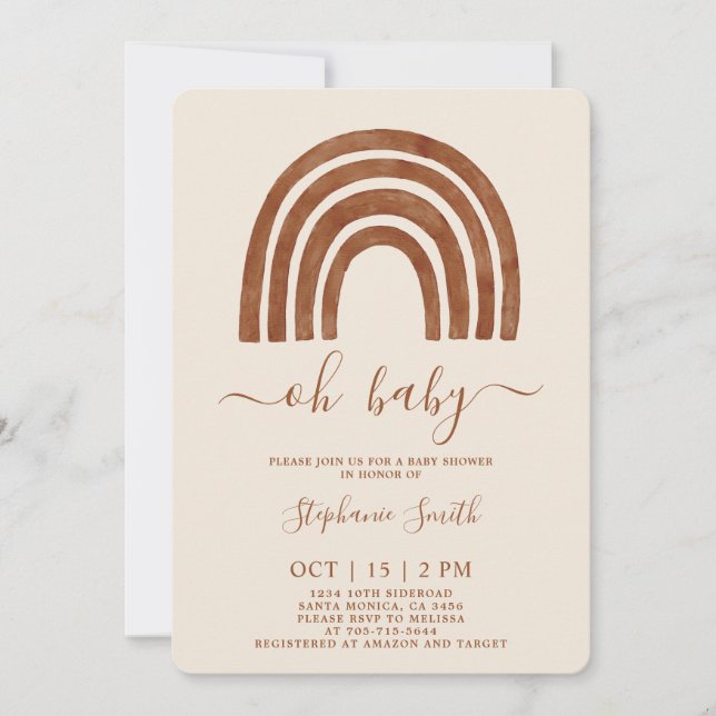 Invitation Baby shower arc-en-ciel de Boho Terracotta (Devant)