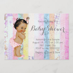 Invitation Baby shower arc-en-ciel d'ethnie féminine