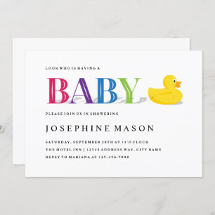Invitation Baby shower Arc-en-ciel en caoutchouc sophistiqué