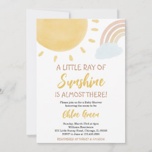 Invitation Baby shower arc-en-ciel et soleil