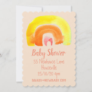 Invitation Baby shower arc-en-ciel jaune orange