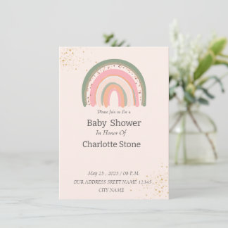 Invitation Baby shower arc-en-ciel magique