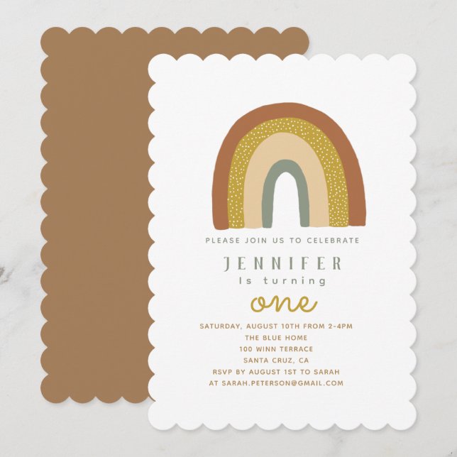 Invitation Baby shower arc-en-ciel mignon (Devant / Derrière)