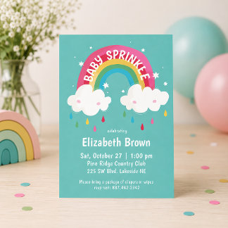 Invitation Baby Shower Arc-en-Ciel Mignon