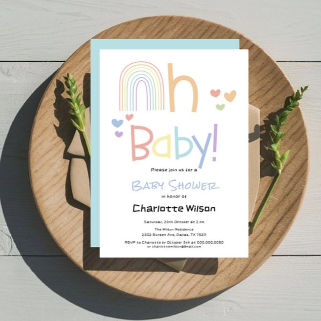 Invitation Baby shower arc-en-ciel mignon (Créateur téléchargé)
