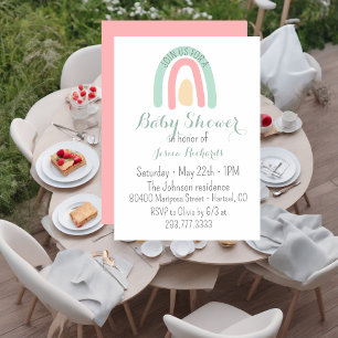 Invitation Baby shower arc-en-ciel minuscule aquarelle