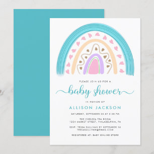 Invitation Baby shower arc-en-ciel moderne