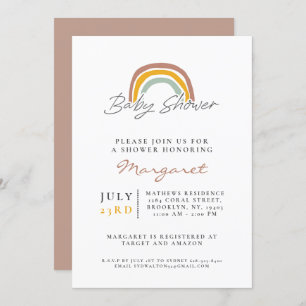 Invitation Baby shower arc-en-ciel neutre