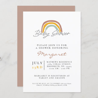 Invitation Baby shower arc-en-ciel neutre