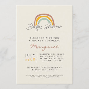 Invitation Baby shower arc-en-ciel neutre