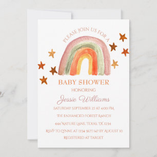 Invitation Baby shower arc-en-ciel Orange Terracotta Boho
