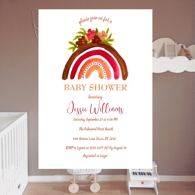 Invitation Baby shower arc-en-ciel Orange Terracotta Boho (Créateur téléchargé)