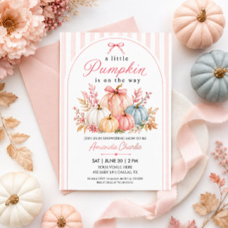 Invitation Baby Shower Arc-en-Ciel Rose Pastel de Citrouille