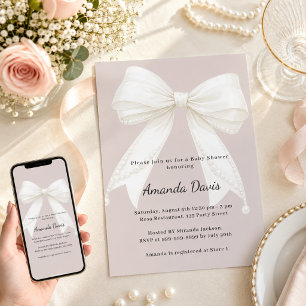 Invitation Baby Shower arc en ciel rose taupe
