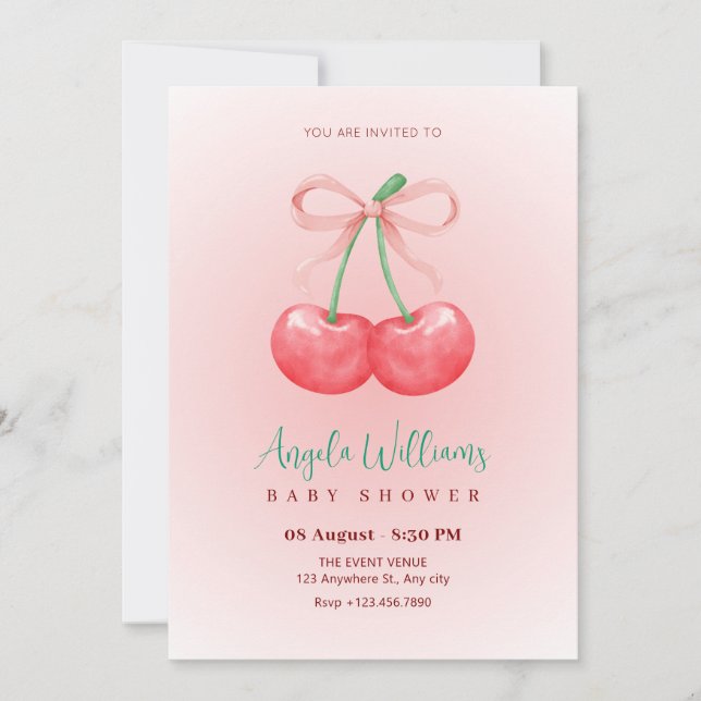 Invitation Baby shower arc-en-ciel rouge (Devant)