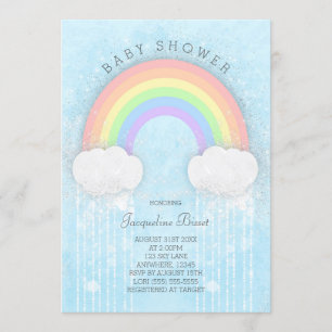 Invitation Baby shower arc-en-ciel Sparkle Pastel