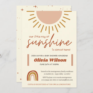 Invitation Baby shower arc-en-ciel Sunshine Boho