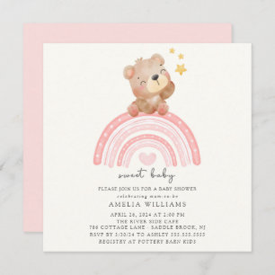 Invitation Baby shower arc-en-ciel Teddy Bear