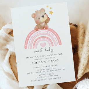 Invitation Baby shower arc-en-ciel Teddy Bear