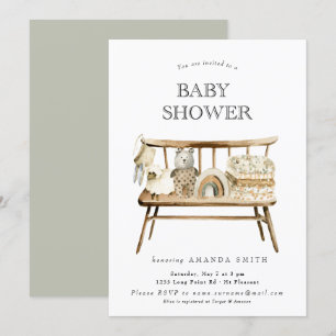 Invitation Baby shower arc-en-ciel vert Boho Genre Neutre Sag