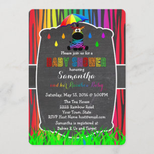 Invitation Baby shower arc-en-ciel Zebra