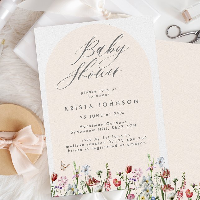 Invitation Baby shower Arch & Fleurs sauvages (Créateur téléchargé)