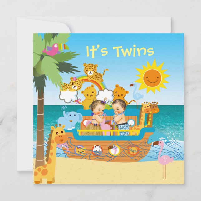 Invitation Baby shower Ark Twins (Devant)