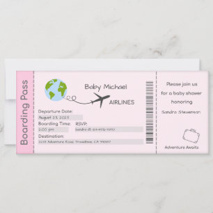 Invitation baby shower, Attente aventure, Voyage