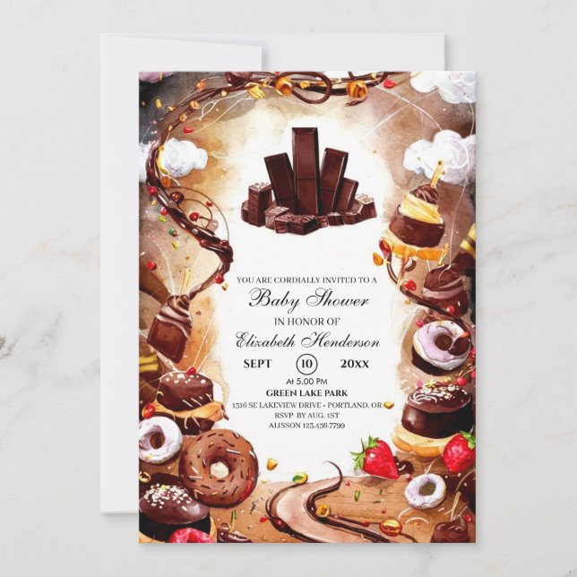 Invitation Baby shower au chocolat Pastel (Devant)
