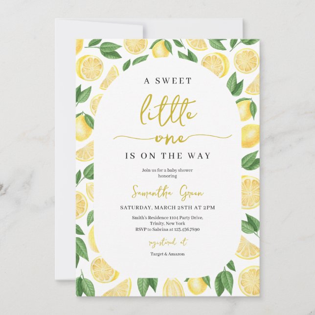 Invitation Baby Shower au Citron Genre Neutre (Devant)