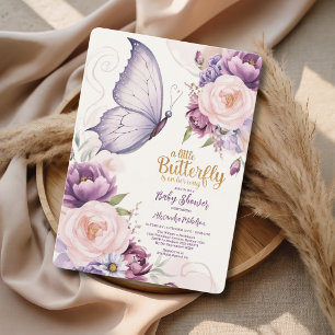Invitation Baby Shower au Jardin du Papillon Lavande