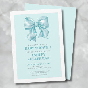 Invitation Baby Shower au Ruban Bleu Élégant