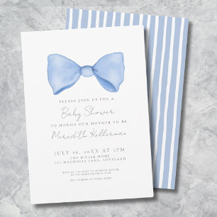 Invitation Baby Shower au Ruban Bleu Simple