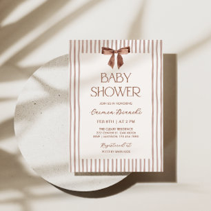 Invitation Baby-Shower au Ruban Rayé Neutre