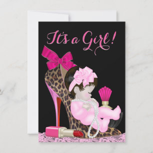 Invitation Baby Shower au thème de chaussure à talon rose
