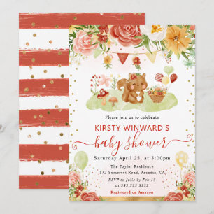 Invitation Baby-Shower au thème de l'écureuil des bois à l'aq