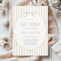 Baby-Shower au thème de rayures beige et cadre, mi