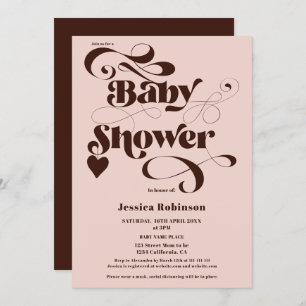 Invitation baby shower audacieux de coeur rose boho