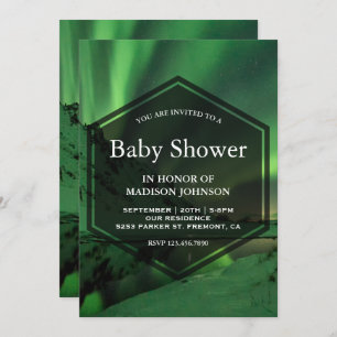 Invitation Baby shower aurora Glacier Northern Lights