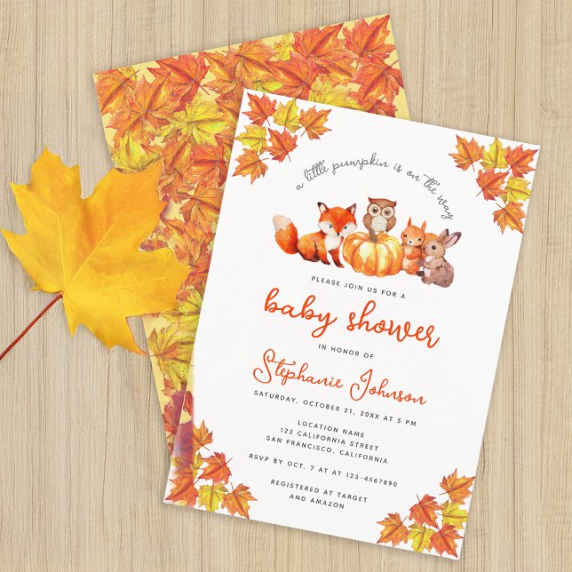 Invitation Baby shower Automne Citrouille Automne Feuilles An (Créateur téléchargé)