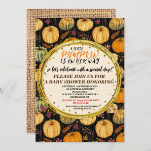 Invitation Baby shower Automne Citrouille Rustique Burlap Boi